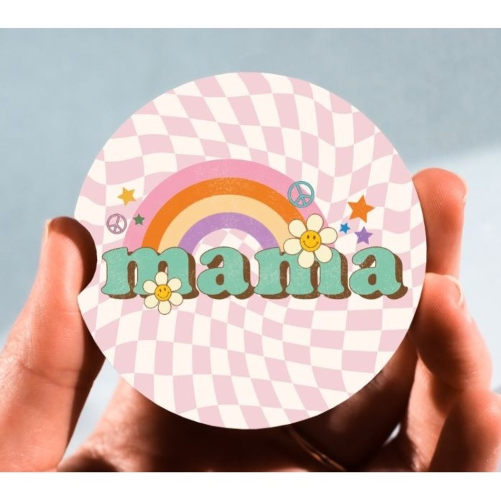 Set of‎ 2 Car Coasters, Rainbow Mama Car Coaster, Neoprene Car Coaster